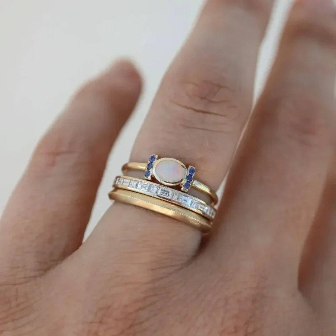Σετ δαχτυλιδιών Vintage Gold Opal