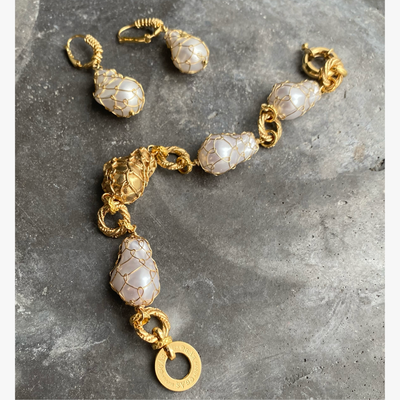 Gas Bijoux - Rainbow Biwa Bis armband goud