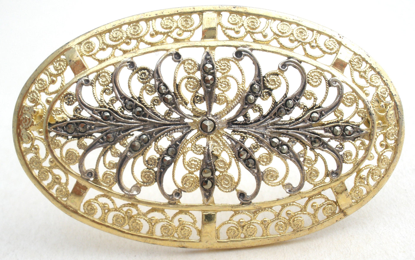 Καρφίτσα Alice Caviness Marcasite Vermeil 925 Vintage
