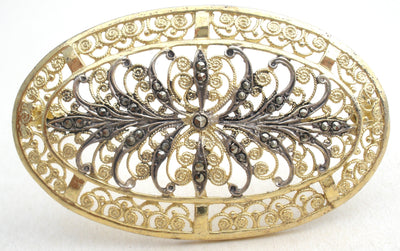Καρφίτσα Alice Caviness Marcasite Vermeil 925 Vintage