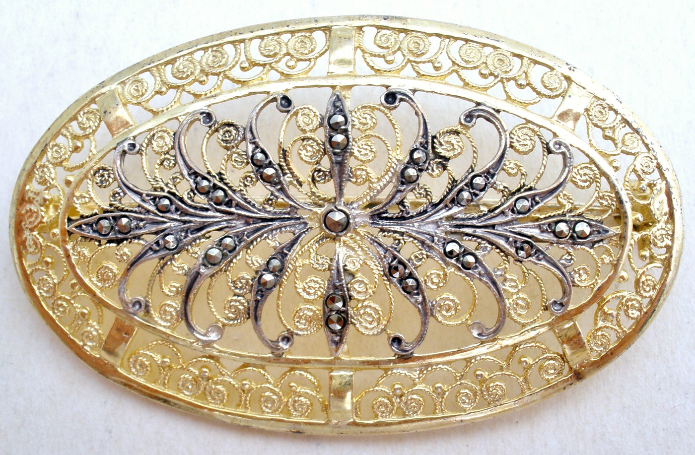 Καρφίτσα Alice Caviness Marcasite Vermeil 925 Vintage