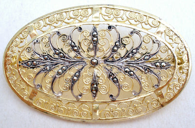 Καρφίτσα Alice Caviness Marcasite Vermeil 925 Vintage