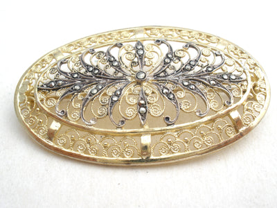 Καρφίτσα Alice Caviness Marcasite Vermeil 925 Vintage