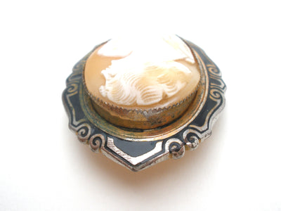 Καρφίτσα καρφίτσας Antique Shell Cameo &amp; Enamel