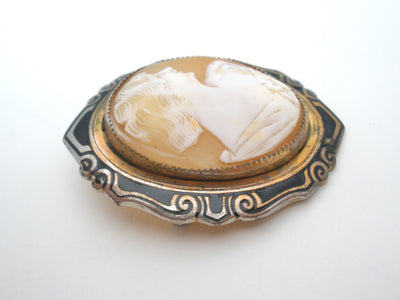 Καρφίτσα καρφίτσας Antique Shell Cameo &amp; Enamel