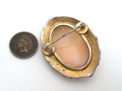 Καρφίτσα καρφίτσας Antique Shell Cameo &amp; Enamel