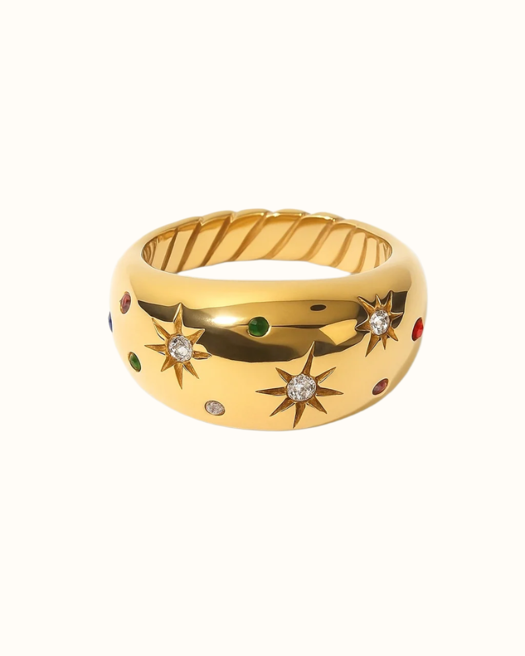 **Title:** "Axie Charm Ring"

**Description:** Meet Sofia, the embodiment of elegance; this Axie Charm Ring captures her vibrant spirit with a playful design that shines in any setting.