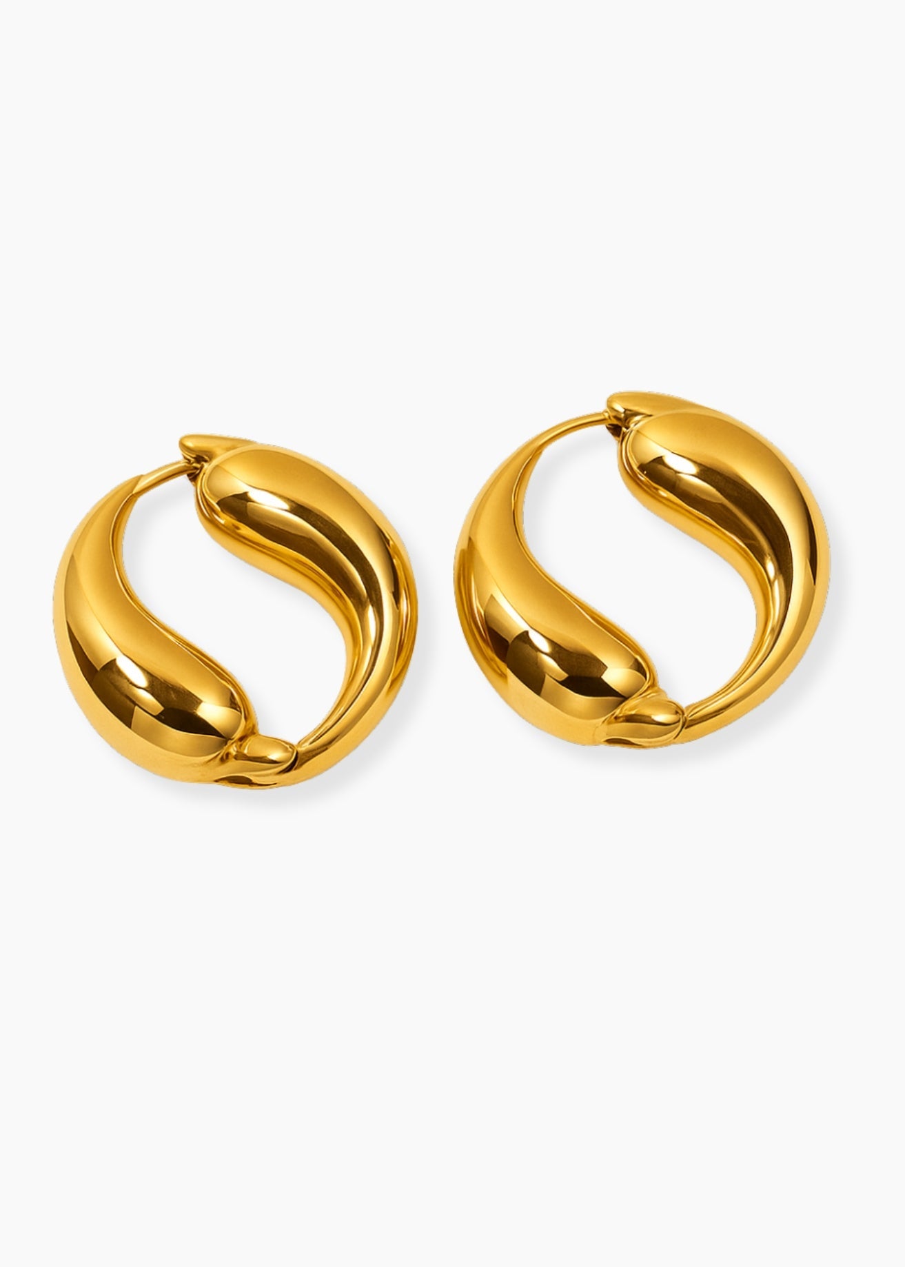 **Title:** "Iris Elegance Earrings"  
**Description:** Adorn your ears with the stunning Iris earrings, a perfect blend of grace and charm. Designed for the modern woman who loves to shine.  

**Title:** "Bella Chic Hoops"  
**Description:** Elevate your
