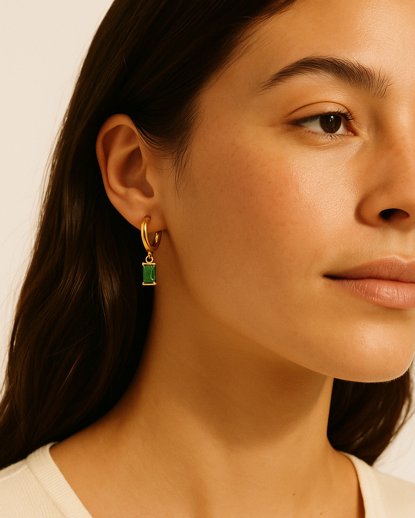 **Emerald Earrings - Sophia**  
Elevate your style with these stunning emerald earrings, perfect for adding a touch of elegance to any outfit.

**Emerald Dangles - Mia**  
Make a statement with these vibrant emerald dangles, designed for the bold and beau