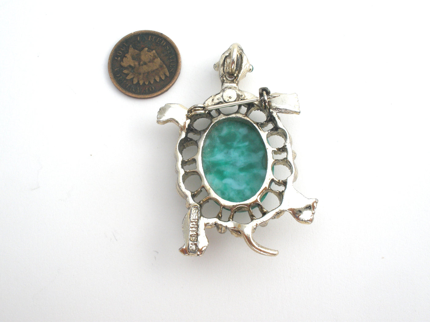 Καρφίτσα καρφίτσας Gerry's Green Glass Turtle