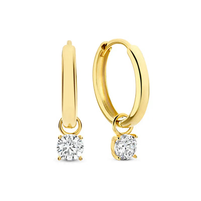 Σκουλαρίκια Hoop από 14K Χρυσό και Πέτρα Moonstone