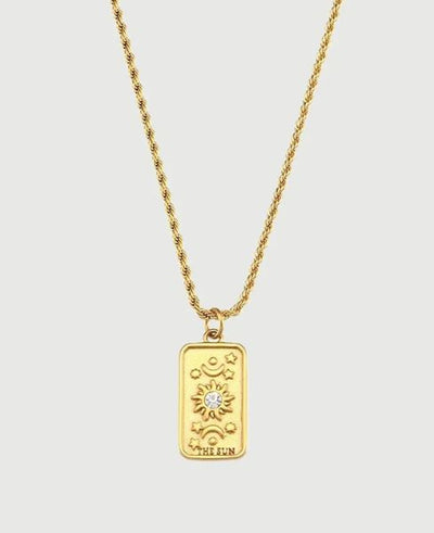 **Tarot Charm Necklace**  
Adriana loves wearing this enchanting piece that combines elegance with mystical allure. Perfect for those who believe in the magic of tarot!  

**Tarot Pendant Jewelry**  
Sophia adores her chic tarot pendant, a stylish way to
