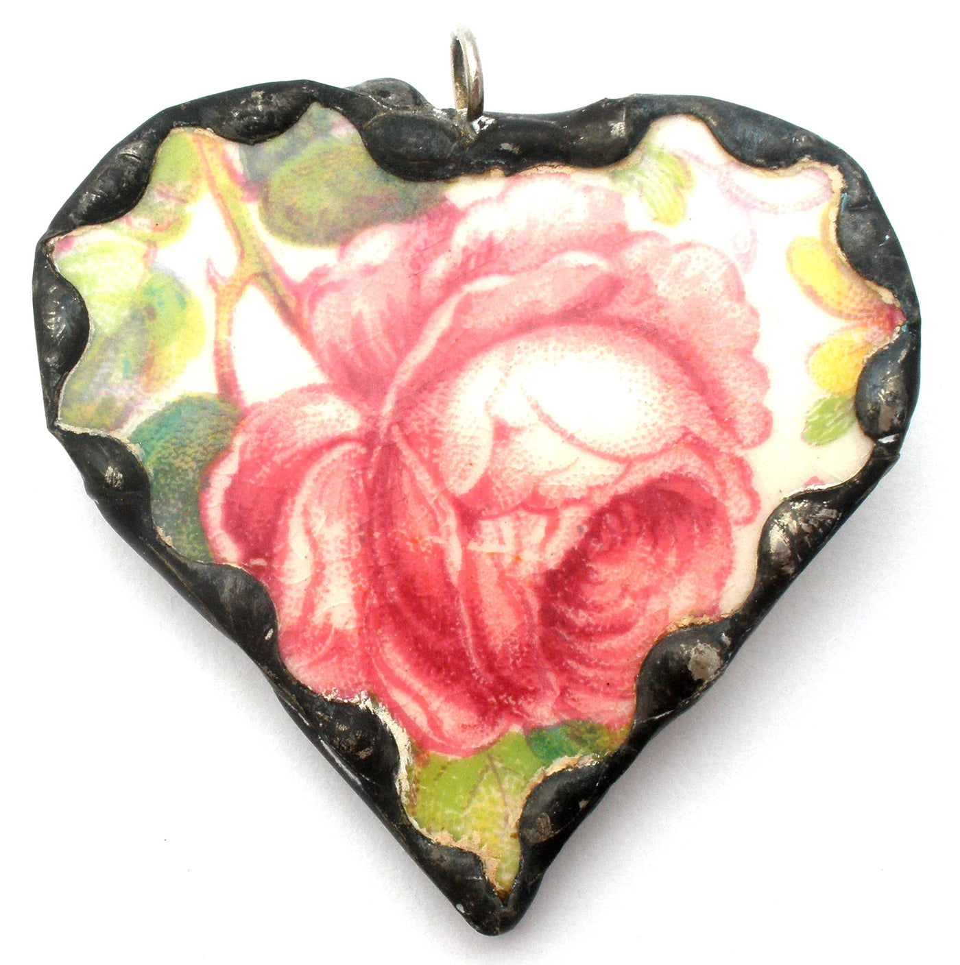 Καρφίτσα μενταγιόν από πορσελάνη Staffordshire Rose Broken China