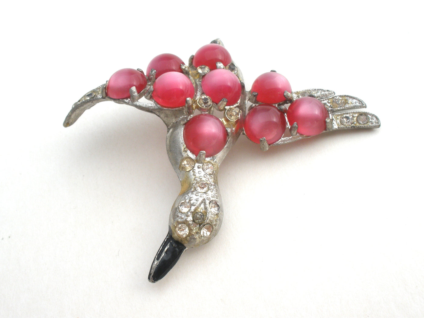 Ροζ καρφίτσα Moonglow Bird Vintage Μεταλλική γλάστρα
