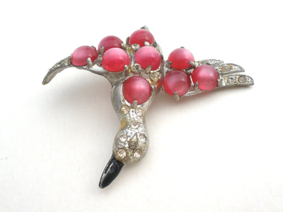 Ροζ καρφίτσα Moonglow Bird Vintage Μεταλλική γλάστρα