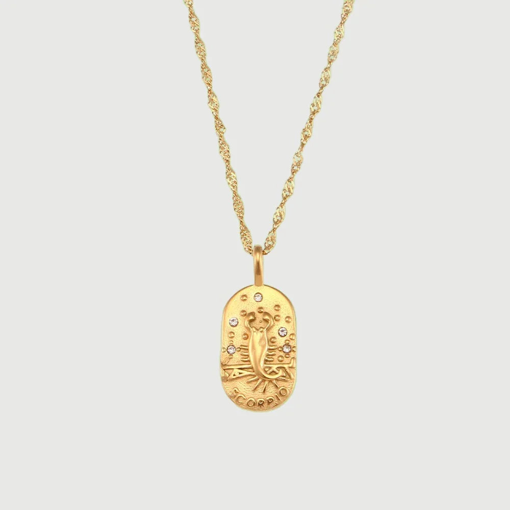 **Zodiac Charm Necklace**  
*Embrace your celestial essence with Clara's stunning Zodiac Charm Necklace, a personalized accessory that celebrates your unique astrological sign.*