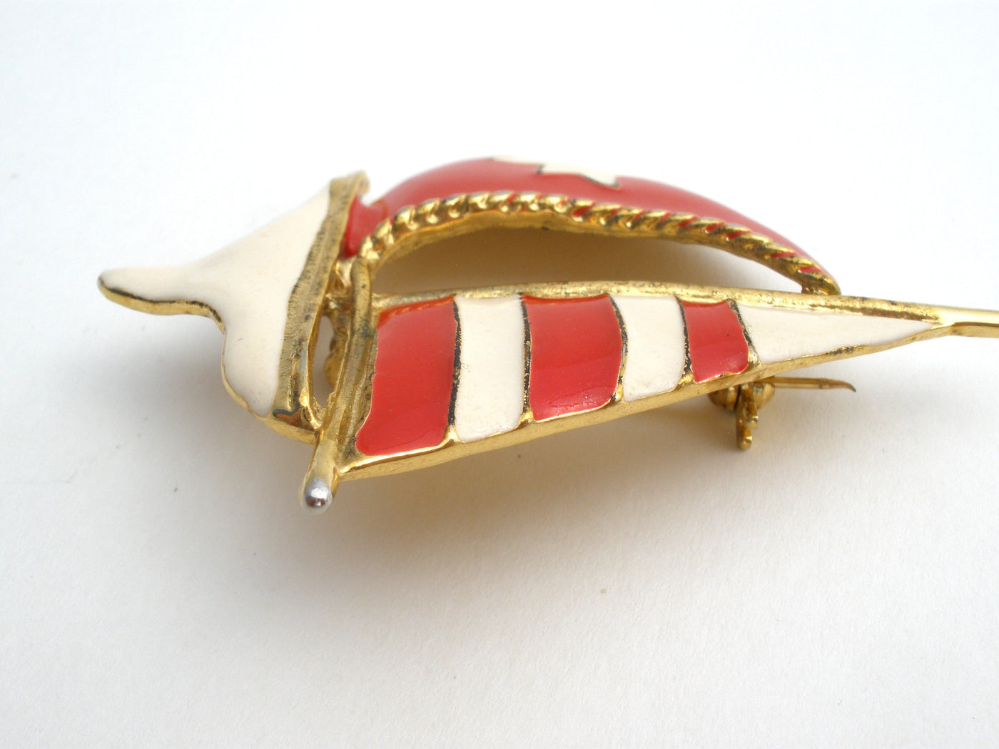 Καρφίτσα Ιστιοπλοΐας Κόκκινη &amp; Λευκή Αστέρια από Σμάλτο, Ναυτική Καρφίτσα Vintage