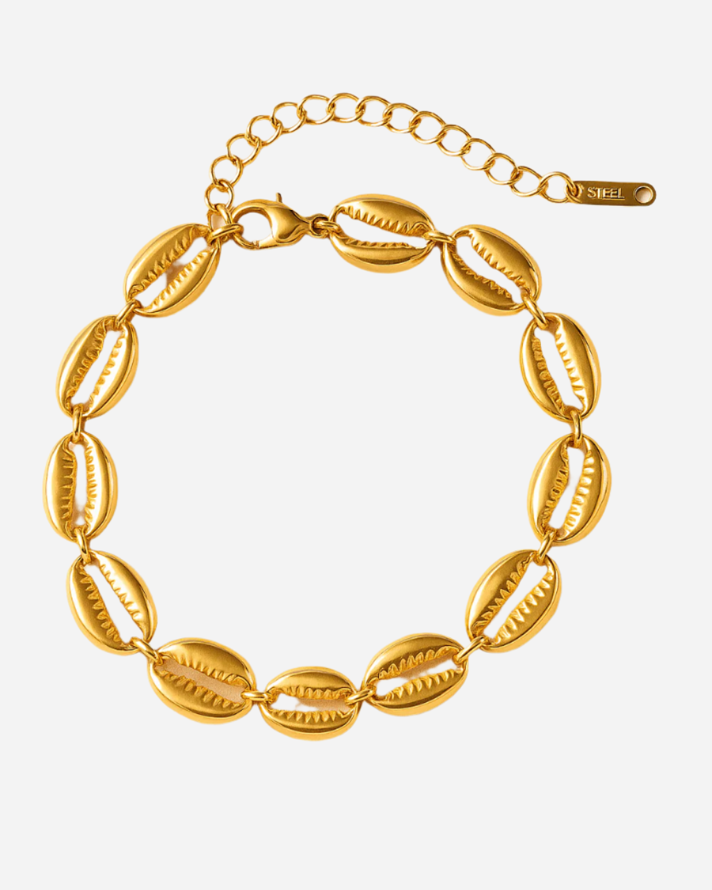 **Shell Charm Bracelet**  
Introducing "Emma's Elegance" – A stunning bracelet crafted from exquisite shells, perfect for adding a touch of coastal charm to any outfit.  
  
**Coastal Shell Bracelet**  
Meet "Sophia's Delight" – This beautiful bracelet, m