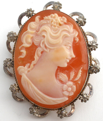 Ασημένια καρφίτσα Cameo Vintage