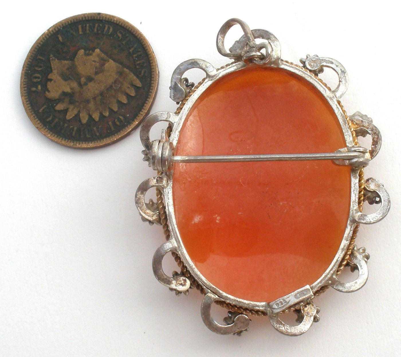 Ασημένια καρφίτσα Cameo Vintage