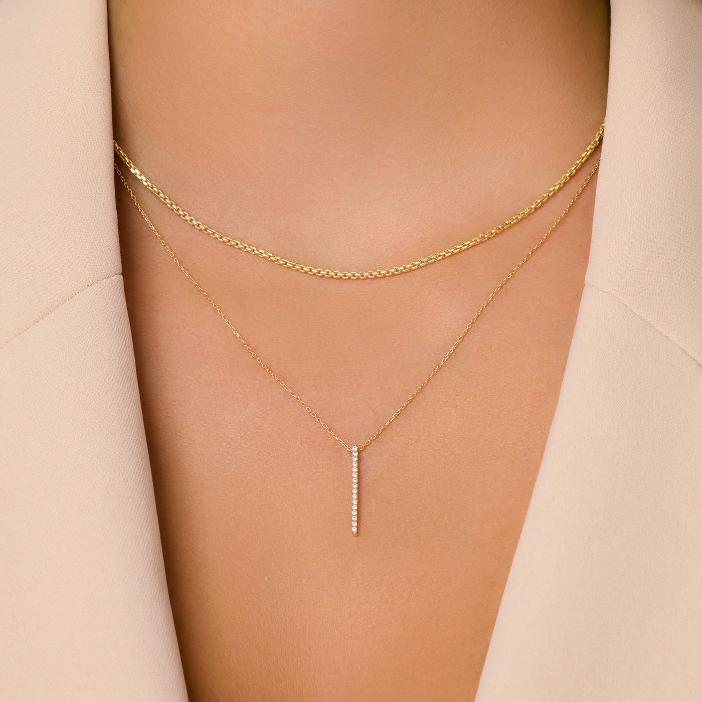 Κρεμαστό κολιέ Pavé Cubic Zirconia Vertical Bar