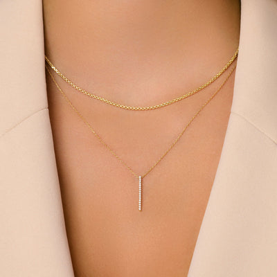 Κρεμαστό κολιέ Pavé Cubic Zirconia Vertical Bar