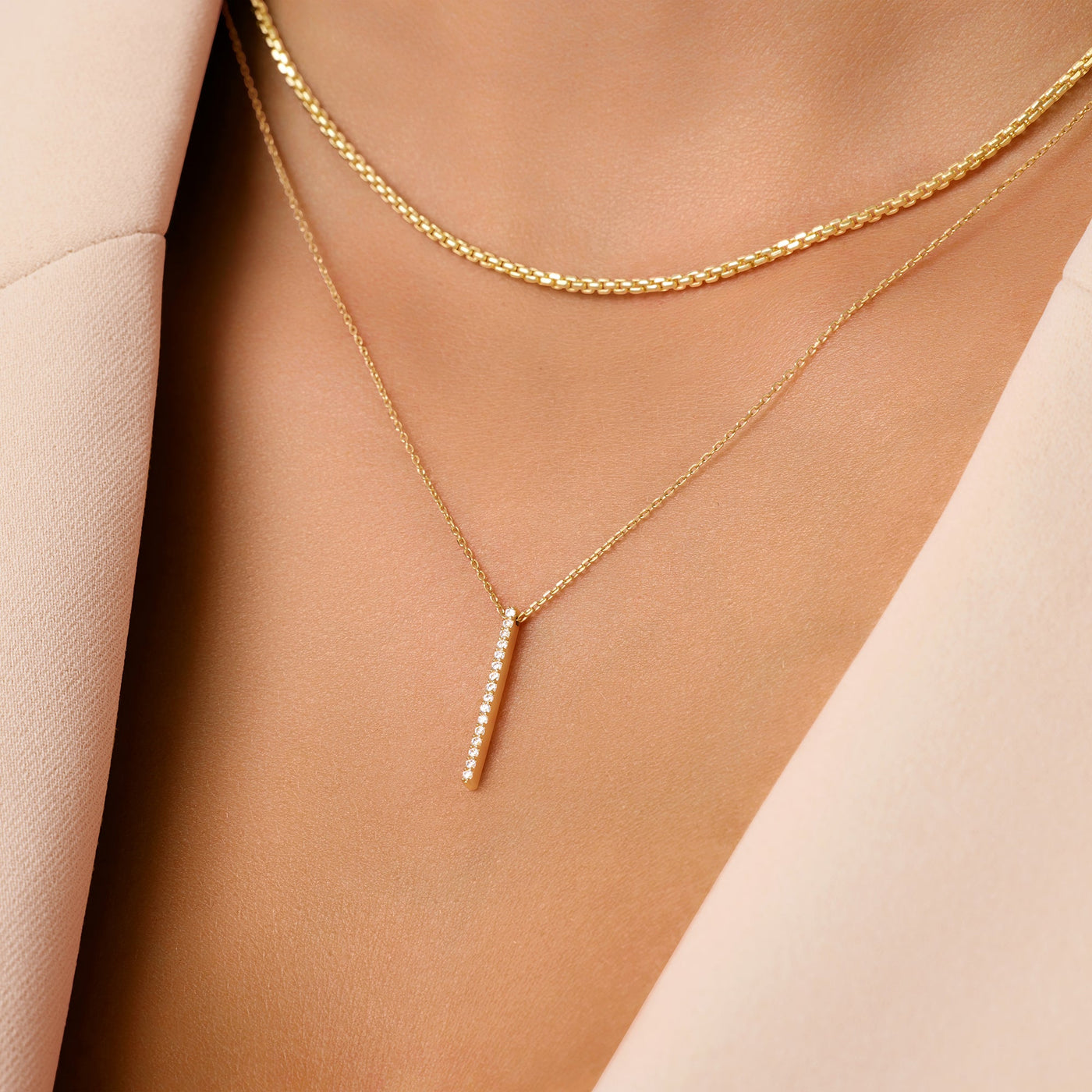Κρεμαστό κολιέ Pavé Cubic Zirconia Vertical Bar