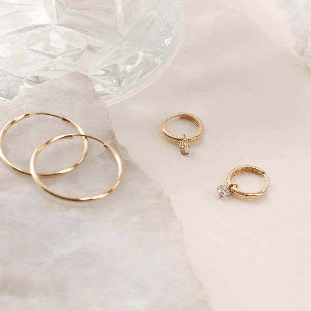 Σκουλαρίκια Hoop από 14K Χρυσό και Πέτρα Moonstone