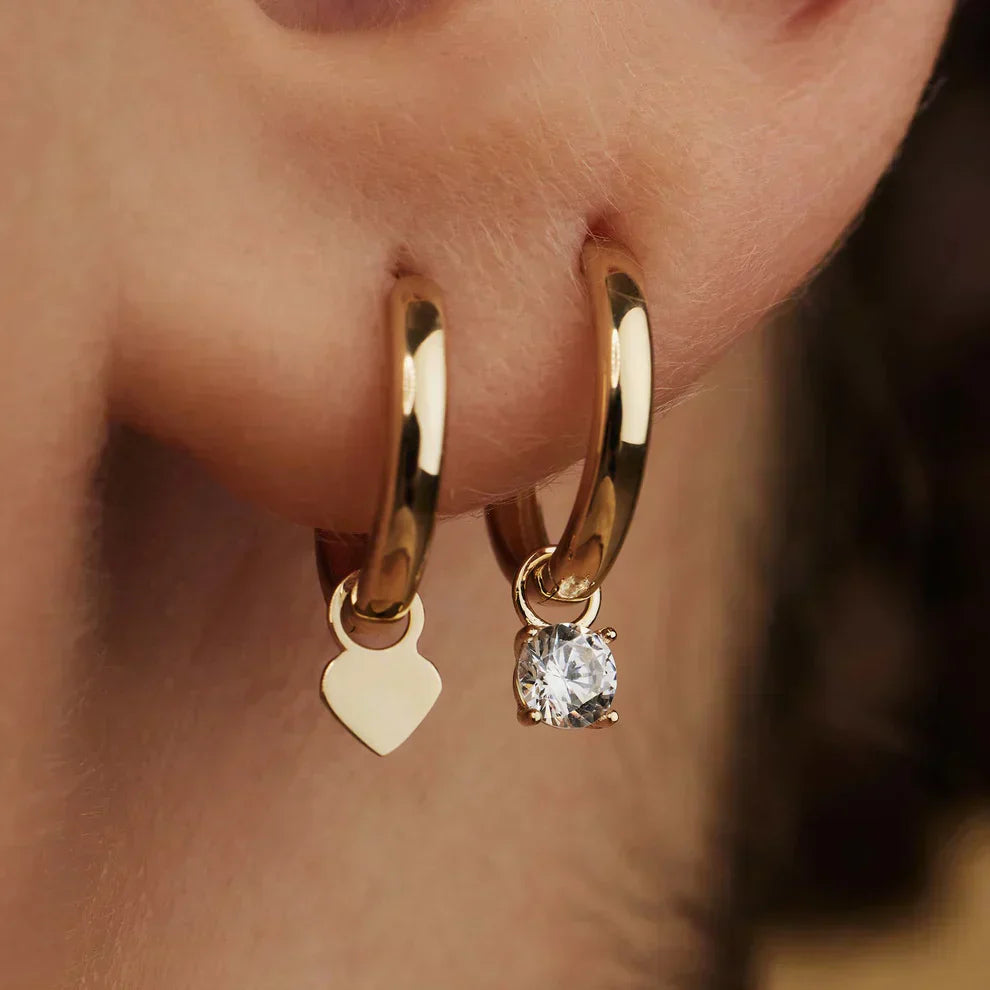 Σκουλαρίκια Hoop από 14K Χρυσό και Πέτρα Moonstone