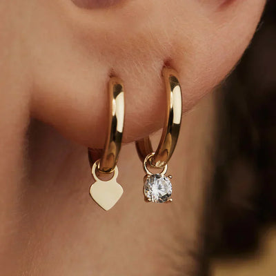 Σκουλαρίκια Hoop από 14K Χρυσό και Πέτρα Moonstone
