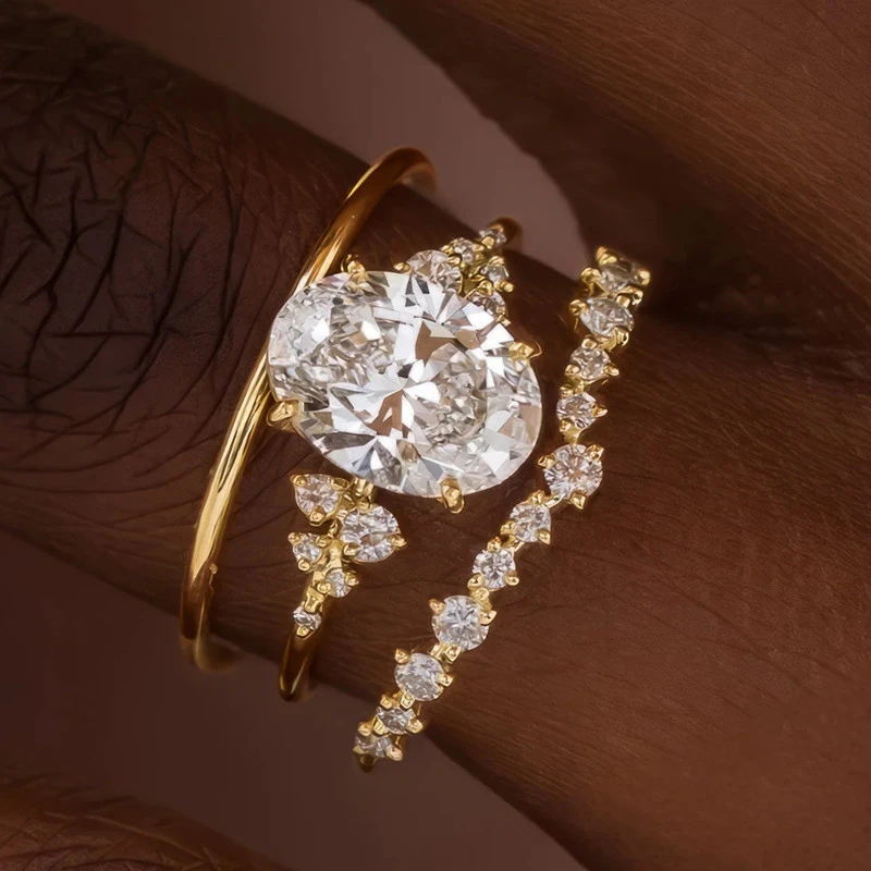 Κομψό σετ δαχτυλιδιών με ζιρκόνια