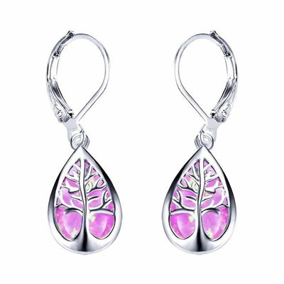 Ασημένια Σκουλαρίκια "Δέντρο της Ζωής" με Οπάλλιο